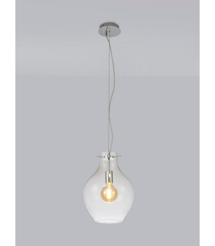 Pendant 28cm Round 1 x E27 Chrome & Clear-3