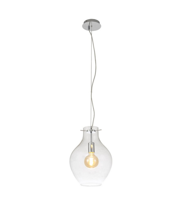 Pendant 28cm Round 1 x E27 Chrome & Clear-4