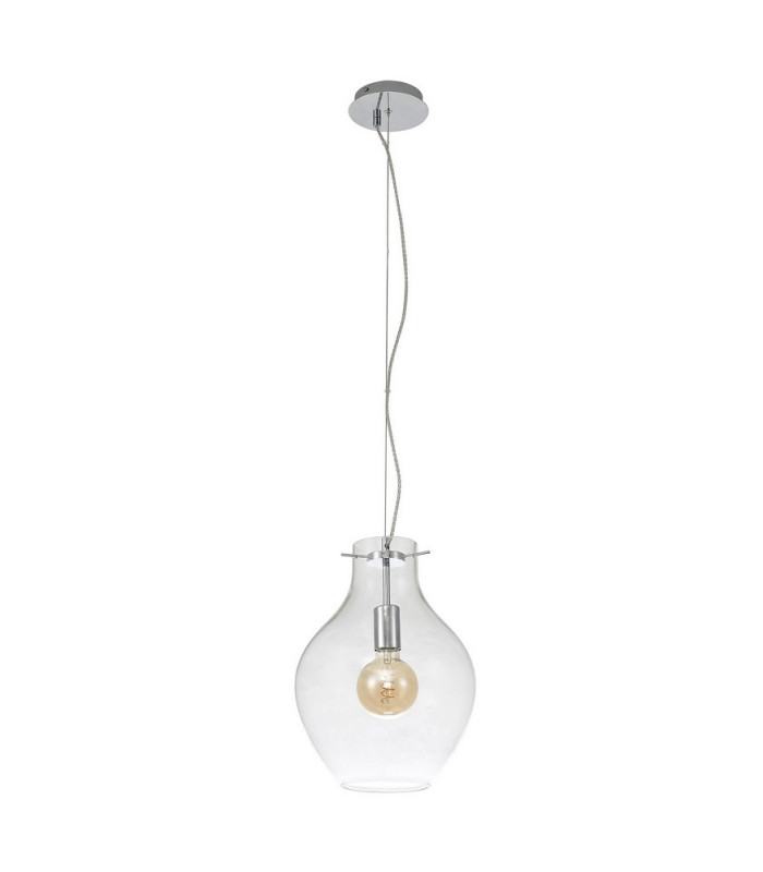 Pendant 28cm Round 1 x E27 Chrome & Clear-5