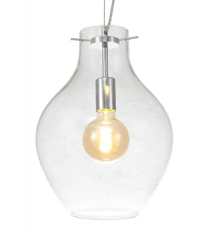Pendant 28cm Round 1 x E27 Chrome & Clear-9