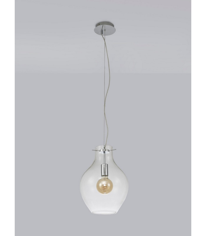 Pendant 28cm Round 1 x E27 Chrome & Clear-13