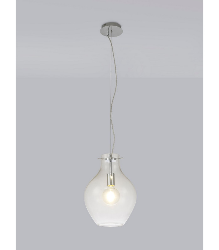 Pendant 28cm Round 1 x E27 Chrome & Clear-14