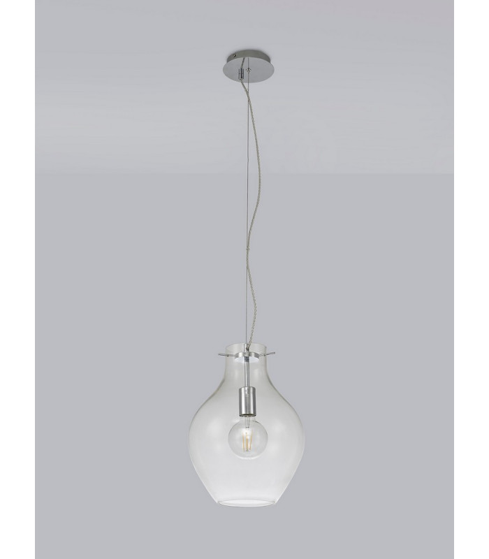 Pendant 28cm Round 1 x E27 Chrome & Clear-15