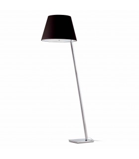 1 Light Floor Lamp Chrome with Black Shade, E27 - 1