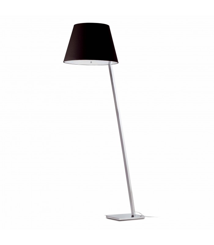 1 Light Floor Lamp Chrome with Black Shade, E27 - 1