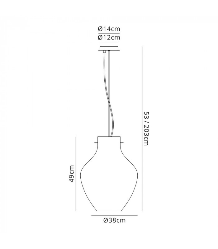 Pendant 38cm Round 1 x E27 Chrome & Clear-2