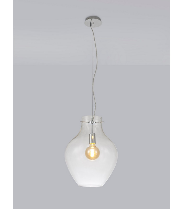 Pendant 38cm Round 1 x E27 Chrome & Clear-3