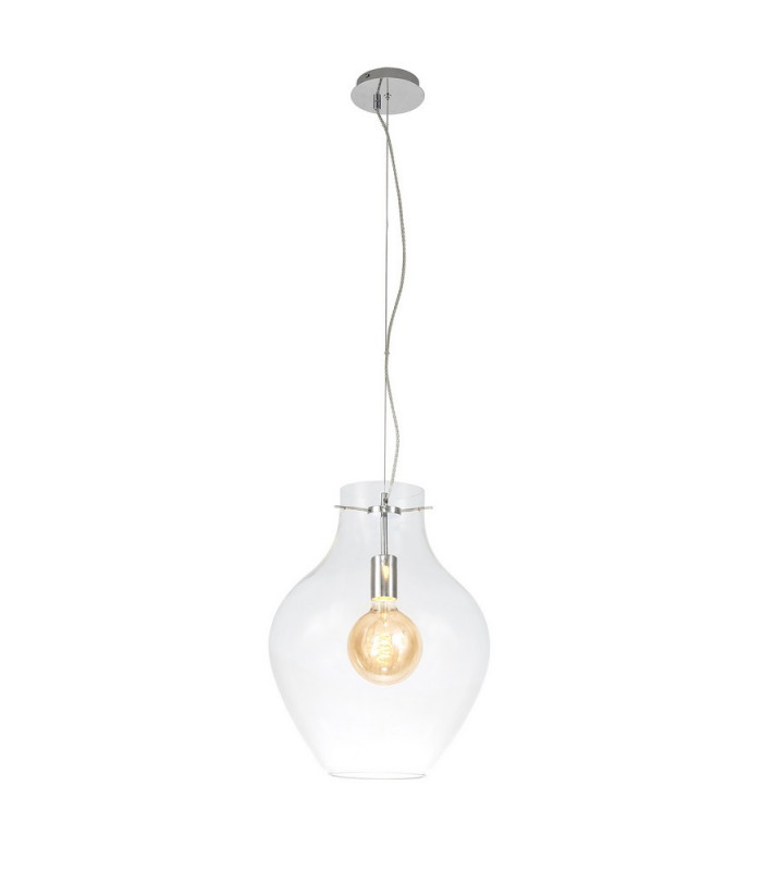 Pendant 38cm Round 1 x E27 Chrome & Clear-4