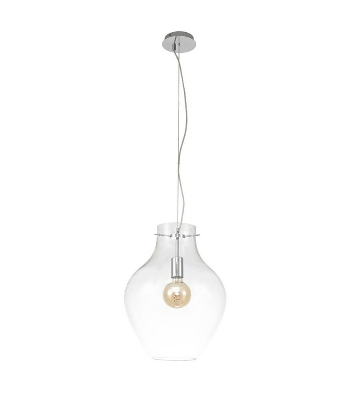 Pendant 38cm Round 1 x E27 Chrome & Clear-5