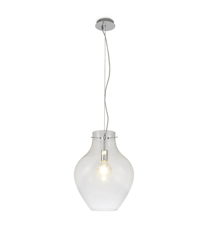 Pendant 38cm Round 1 x E27 Chrome & Clear-6