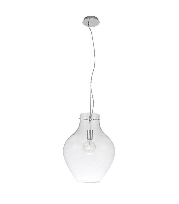 Pendant 38cm Round 1 x E27 Chrome & Clear-7