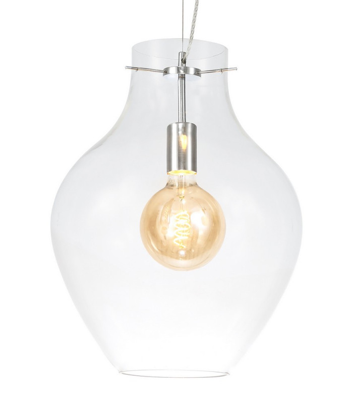 Pendant 38cm Round 1 x E27 Chrome & Clear-9
