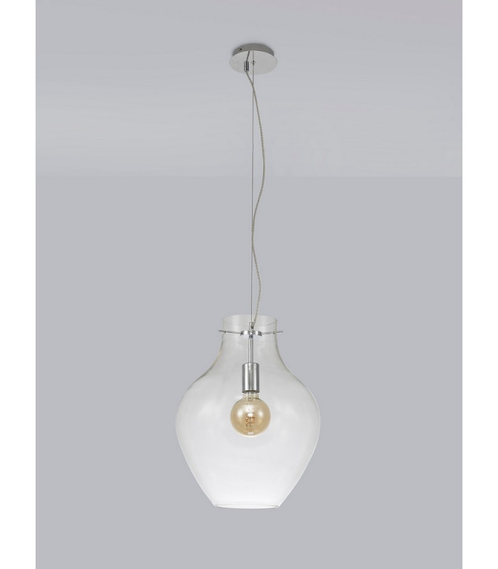 Pendant 38cm Round 1 x E27 Chrome & Clear-13