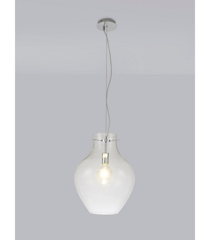 Pendant 38cm Round 1 x E27 Chrome & Clear-14