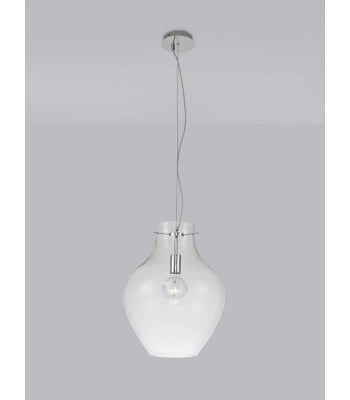 Pendant 38cm Round 1 x E27 Chrome & Clear-15