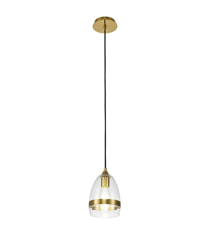 Pendant 15cm Cone 1 x E27 (Max 20W) Ancient Brass & Clear-4