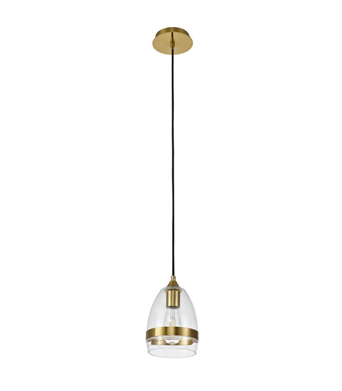 Pendant 15cm Cone 1 x E27 (Max 20W) Ancient Brass & Clear-5