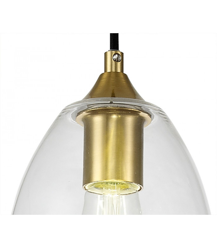 Pendant 15cm Cone 1 x E27 (Max 20W) Ancient Brass & Clear-6