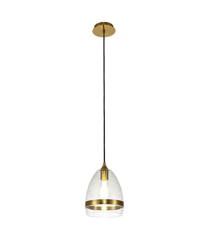 Pendant 20cm Cone 1 x E27 (Max 20W) Ancient Brass & Clear-4