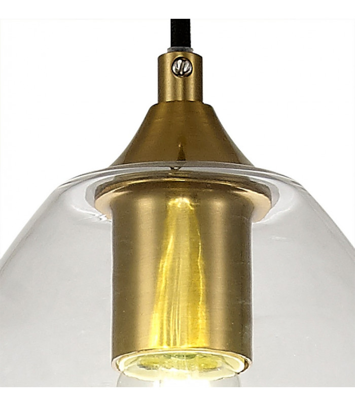 Pendant 20cm Cone 1 x E27 (Max 20W) Ancient Brass & Clear-6