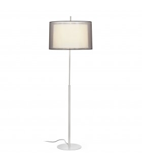1 Light Floor Lamp White, Matt Nickel with Double Shade, E27 - 1