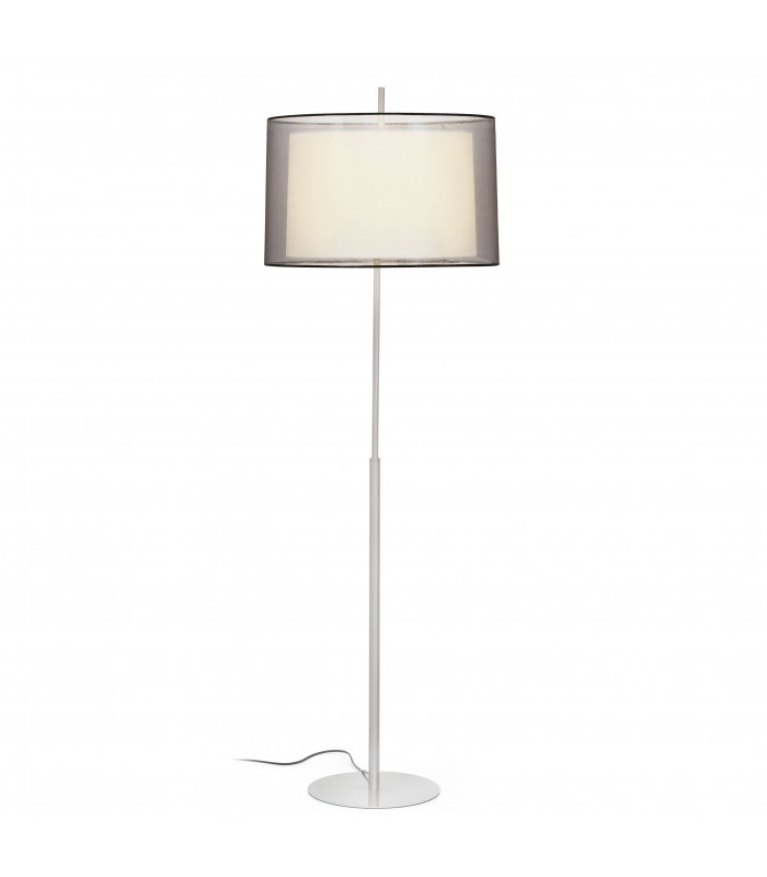 1 Light Floor Lamp White, Matt Nickel with Double Shade, E27 - 1