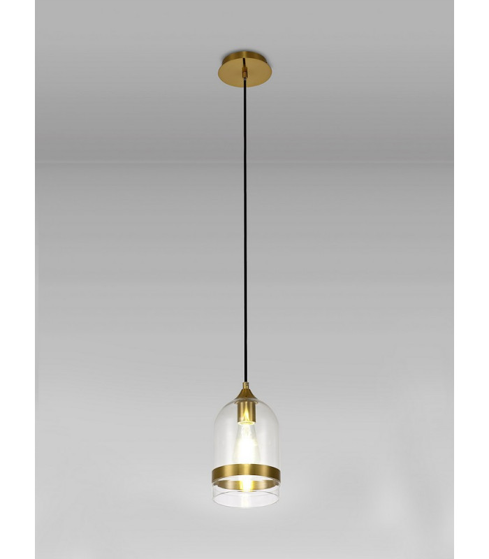 Pendant 15cm Dome 1 x E27 (Max 20W) Ancient Brass & Clear-3