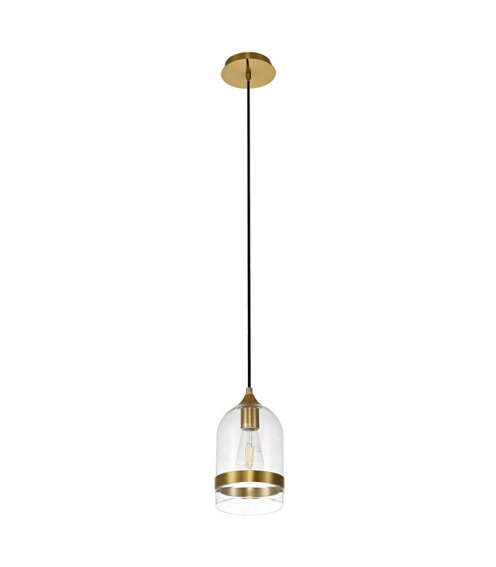 Pendant 15cm Dome 1 x E27 (Max 20W) Ancient Brass & Clear-5