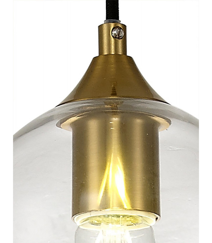 Pendant 15cm Dome 1 x E27 (Max 20W) Ancient Brass & Clear-6