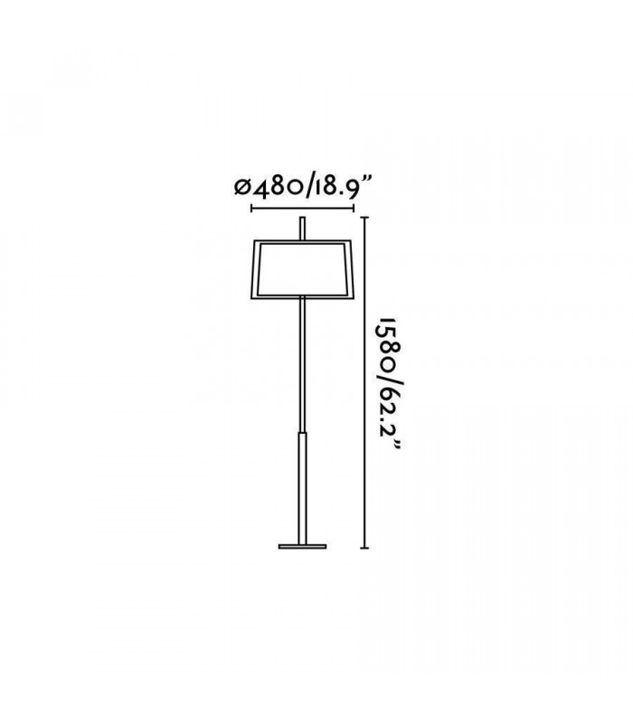 1 Light Floor Lamp White, Matt Nickel with Double Shade, E27 - 2