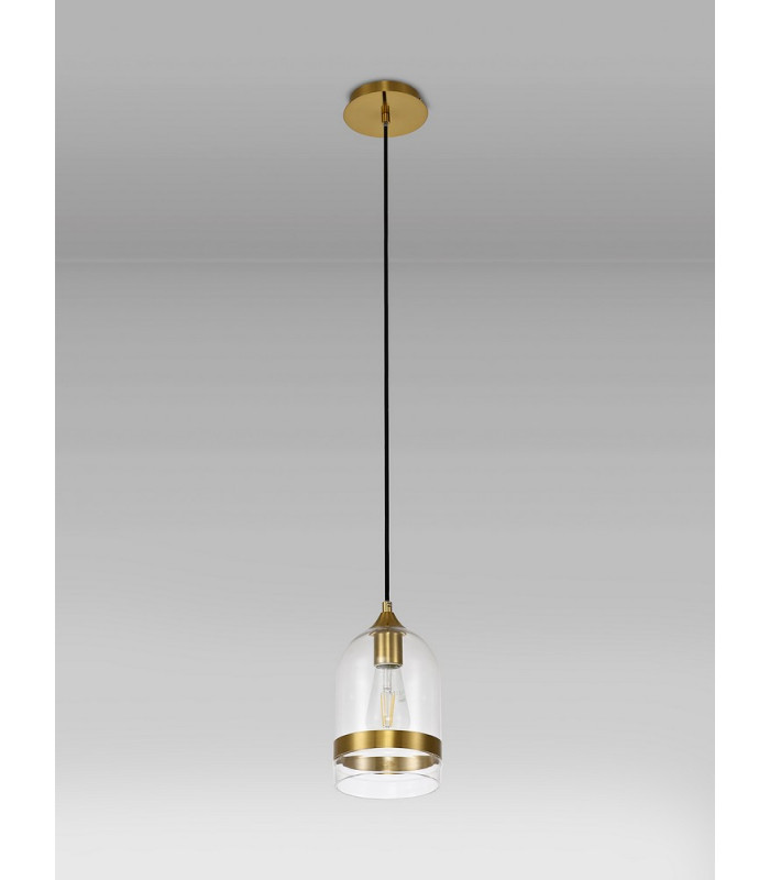 Pendant 15cm Dome 1 x E27 (Max 20W) Ancient Brass & Clear-9