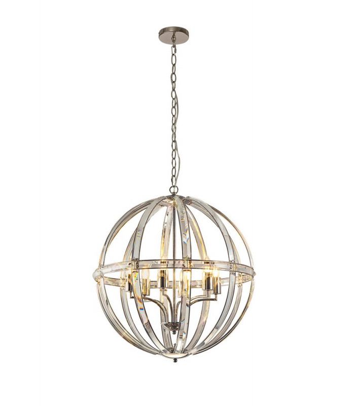 Large Round Pendant 6 Light E27 Polished Nickel-1