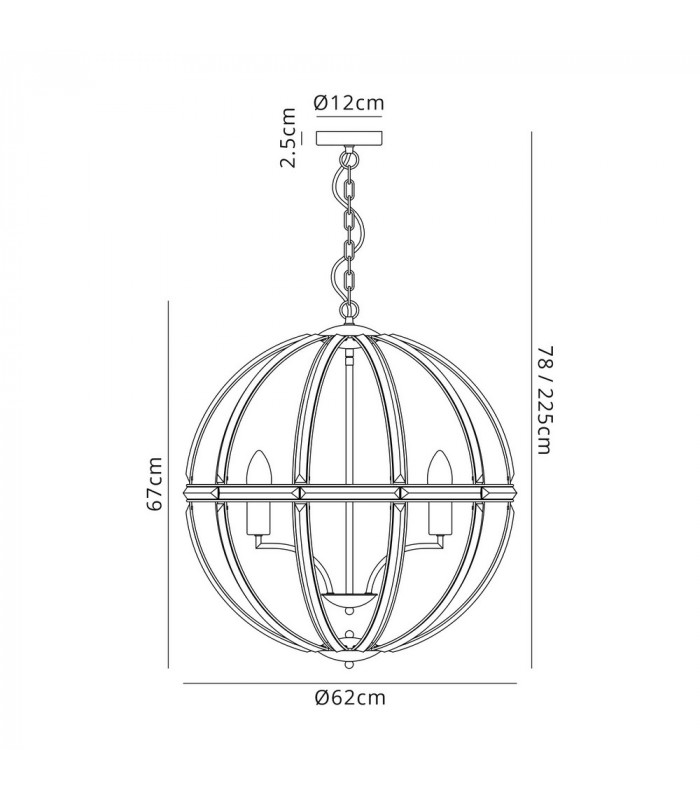 Large Round Pendant 6 Light E27 Polished Nickel-2