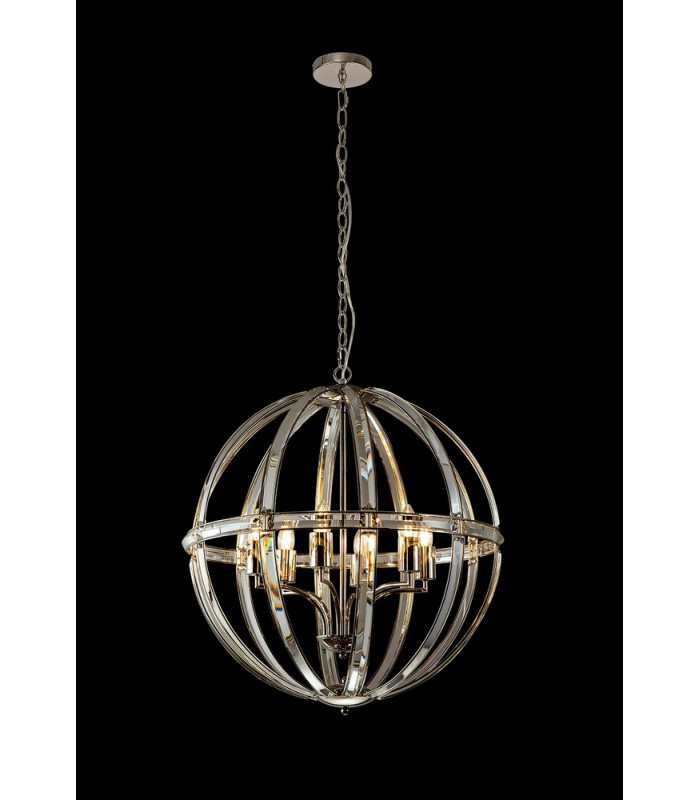 Large Round Pendant 6 Light E27 Polished Nickel-3