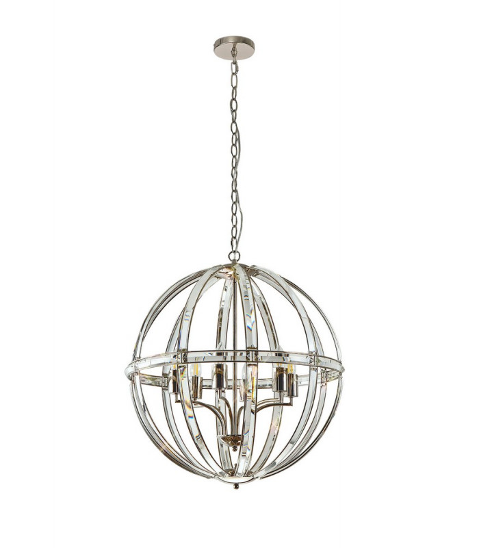 Large Round Pendant 6 Light E27 Polished Nickel-4
