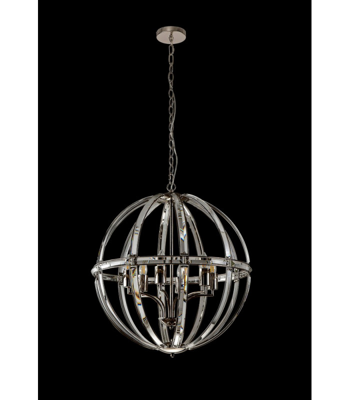 Large Round Pendant 6 Light E27 Polished Nickel-10