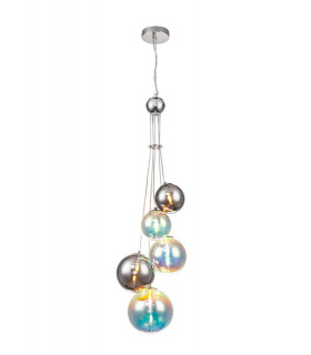 Pendant 5 x G9 Polished Chrome Iridescent Glass-1