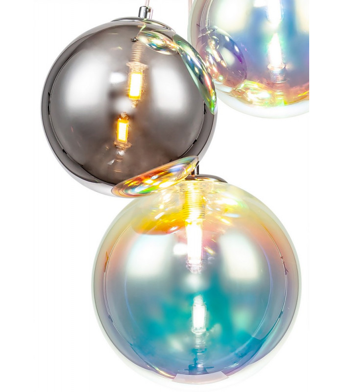 Pendant 5 x G9 Polished Chrome Iridescent Glass-5