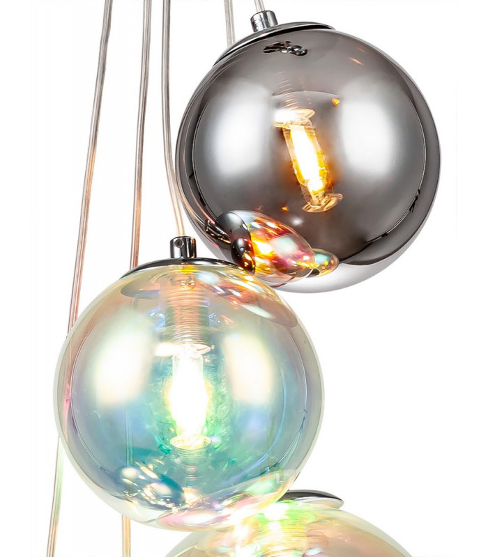 Pendant 5 x G9 Polished Chrome Iridescent Glass-6