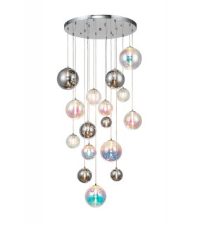 Pendant 16 x G9 Polished Chrome Iridescent Glass-1