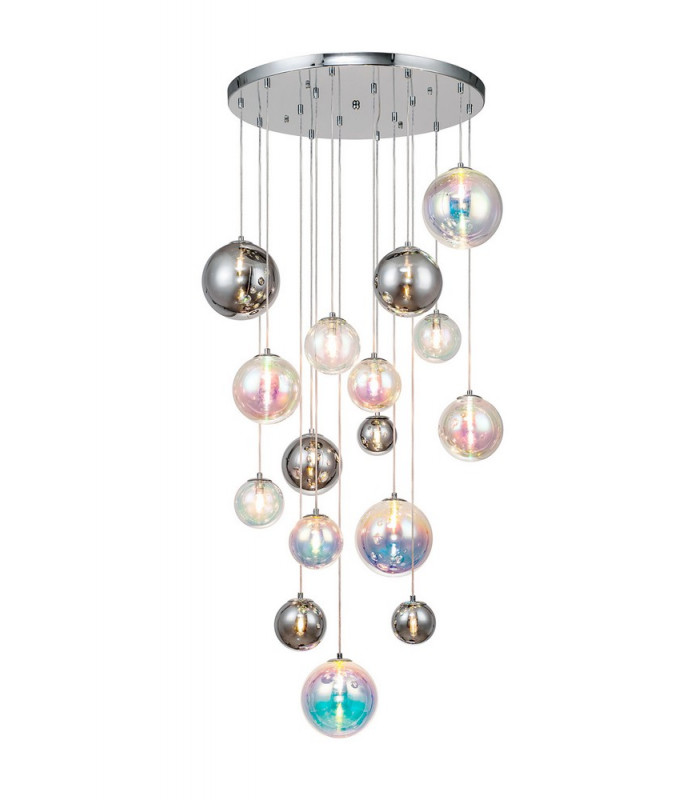 Pendant 16 x G9 Polished Chrome Iridescent Glass-1