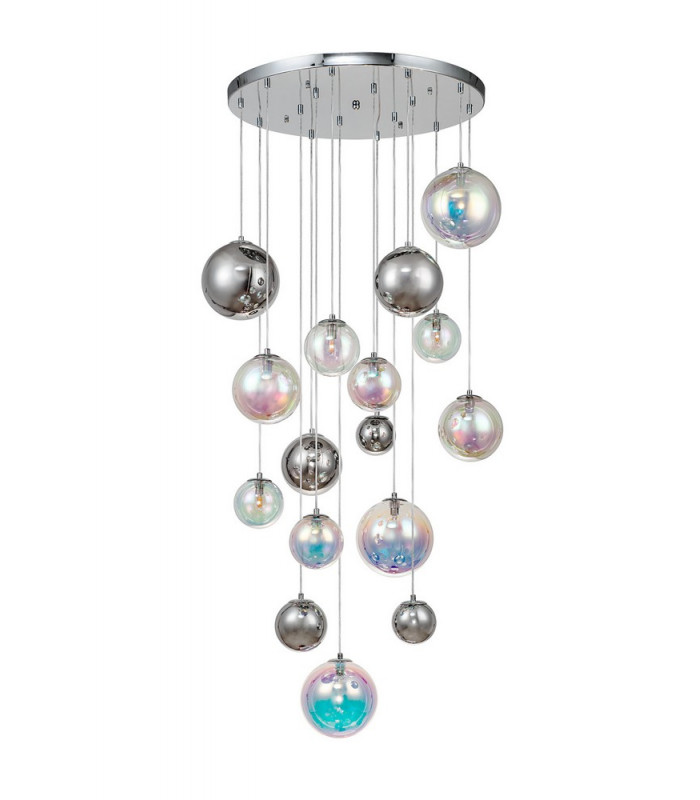 Pendant 16 x G9 Polished Chrome Iridescent Glass-4