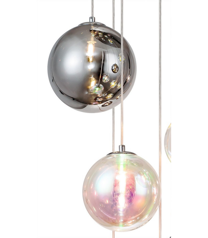 Pendant 16 x G9 Polished Chrome Iridescent Glass-5