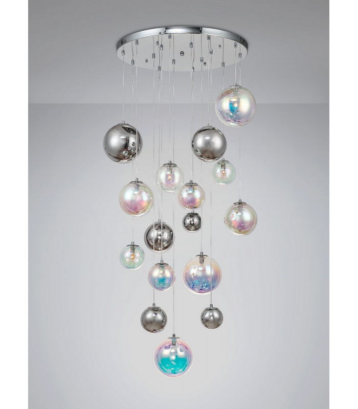 Pendant 16 x G9 Polished Chrome Iridescent Glass-10