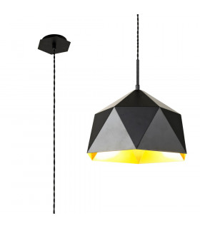 Single Pendant 1 Light Adjustable E27 Matt Black Gold Inner-1