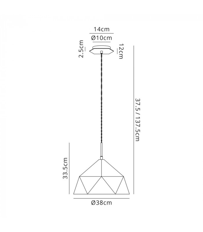 Single Pendant 1 Light Adjustable E27 Matt Black Gold Inner-2