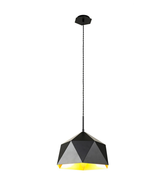 Single Pendant 1 Light Adjustable E27 Matt Black Gold Inner-4
