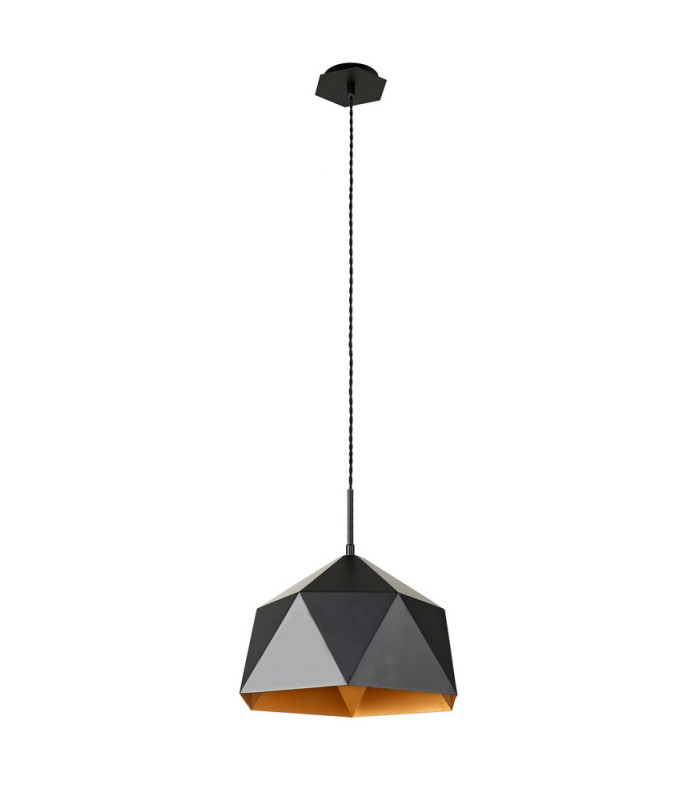 Single Pendant 1 Light Adjustable E27 Matt Black Gold Inner-5