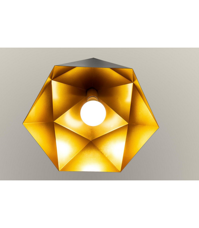 Single Pendant 1 Light Adjustable E27 Matt Black Gold Inner-7