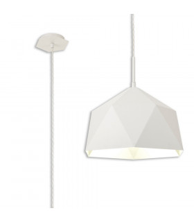 Single Pendant 1 Light Adjustable E27 White Silver Inner-1